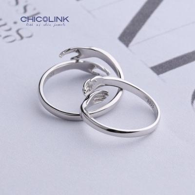 China CHICOLINK CLASSICS 925 sterling silver adjustable open wedding ring anillo love hugging hand rings resizable personalized couple finger for sale