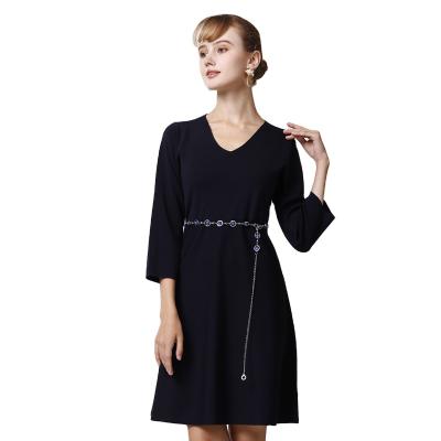 China New Fashion Elegant Casual Dresses Silk Canvas Women Sweater Dress Anti-Static Pullover O Neck for sale