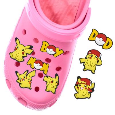 China Shoe charm new fang charms cartoon pokeman pickachu 2022 designs PVC fang charms custom fang charms for sale