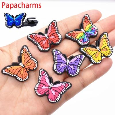 China Hot Selling Premium Soft PVC Shoe Charm DIY With Clips New Butterflies Croc Shoe Charms Decoration Accessories For Croc Shoes for sale