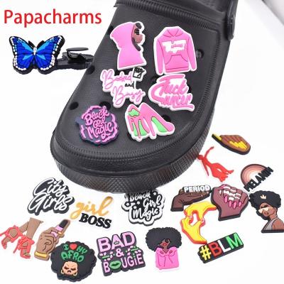 China Shoe Charm Clip Buckles Girl Boss Shoe Charms Magical Black Girl Clog Shoe Decorations Fit For Bracelets for sale