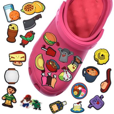 China Shoe charm cute food cooker PVC shoes decoration new custom made croc charms jibtz croc charms bulk wholesale for girls party gift for sale