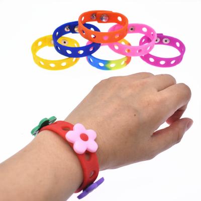 China Other Silicone Wristband Wristbands With Hole For Croc Shoe Buckles PVC Shoe Accessories Shoes Charms Kids Gifts for sale