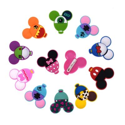 China Disny Popular Cute Accessories Heads Ears Brooch Pins PVC Soft Lapel Pin Badge Brooches For Women Hijab Girls Dress for sale