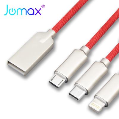 China 3 In 1 USB C Cable Micro USB C Cable Type Braided Power Cable OEM JM-XJ205 for sale