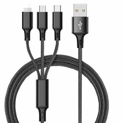 China MP3/MP4 Player Factory OEM USB Cable 3 In 1 Micro USB Nylon Braided Type 1A C Phone Charger Cable For Mobile Phone for sale