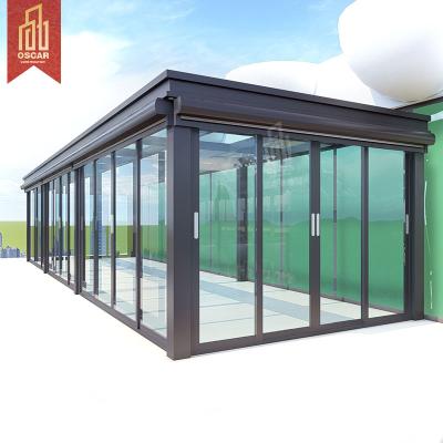 China Modern Rustproof Aluminum Frame Gable Sunroom Enclosures Glass Sunroom with Folding Heat Insulation Winter Tempered Glass for sale