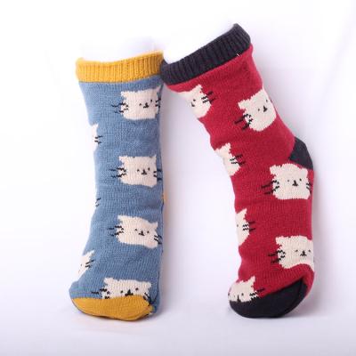 China Flooring Antibacterial Cartoon Antibacterial Girl Indoor Thick Winter Socks Wholesale Women's Polyester/Cotton Fuzzy Fleece Socks Custom Logo Cute for sale