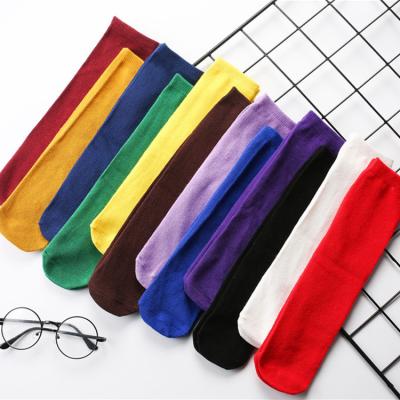 China OEM Product Design Custom Wholesale Antibacterial Solid Color Unisex Crew Socks Plain Socks for sale