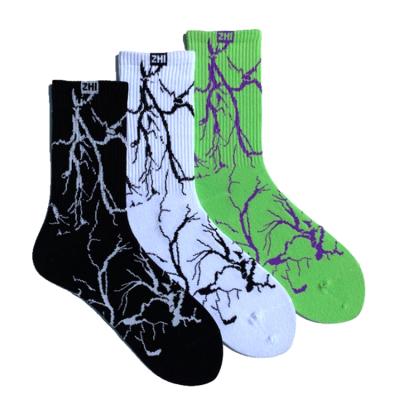 China Tree Branch Antibacterial Custom Printing Pattern Personalized Socks Mens Medium Tube Socks Retro Vintage And Cheap Antibacterial for sale