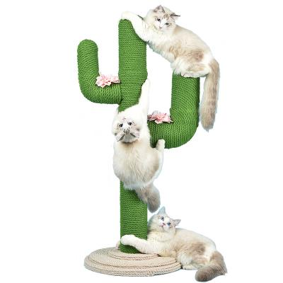 China Cat Climbing Frame Cat Scratcher Viable Small Cat Tree And Tower Full Wrapped Cactus Safe Scratching Post For Kitten for sale