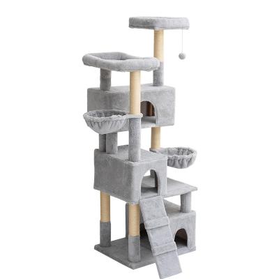 China Sustainable Tower Large Cat Tree House Wooden Cat Scratching Post Large Cat Scratch Tree for sale