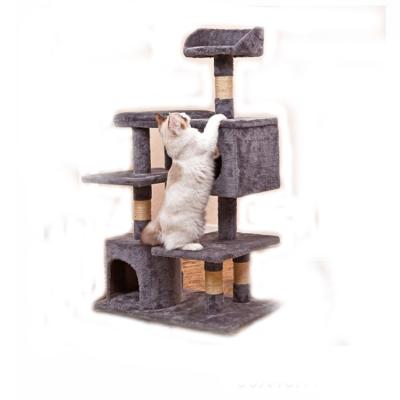 China Cats Latest PetStar Factory Direct Supply OEM Customized Plush Fur Sisal Liner Mail Toy Pet House Cat Tree Cheap for sale