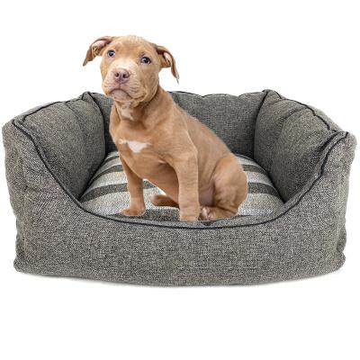 China Mechanical Wash Yangyangpet Square Shape Polyester Fiber Chew Proof Fleece Dog Bed for sale