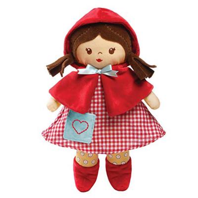 China Soft Toddler Human Dolls B852 Stuffed Plush Doll Girls Love Toys Gift Red Hat Plaid Pattern Dress Plush Girls Doll for sale