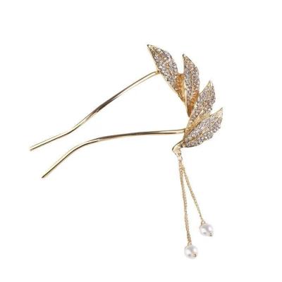 China European and American head clip back style hair utensil metal tassel hairpin bowl headdress pearl hairpin for sale