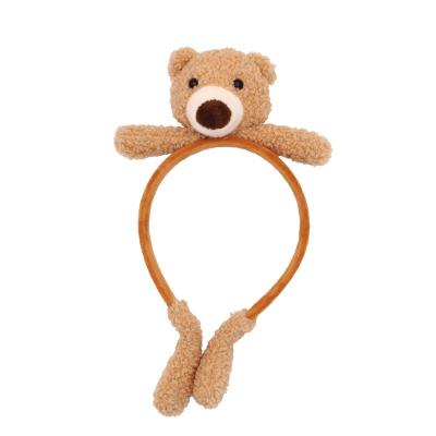 China 2021 New Bear Hair Band Fashionable Plush Winter Autumn Female Headband Hanging Back Super Cute Cute Net Red Hairpin for sale