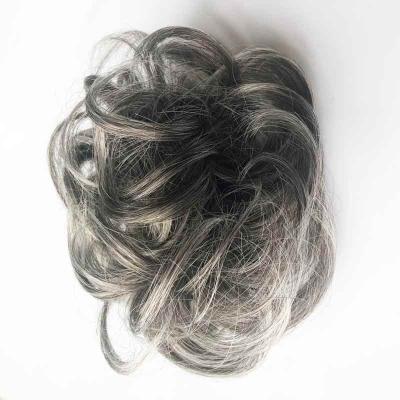 China European and American Style Tousled Updo Bun Hair Piece Messy Hair Extension Ponytail With Elastic Band Updo Extensions Wig Synthetic for sale