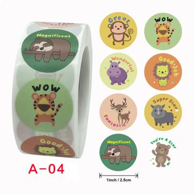 China Teacher Reward Custom Cartoon Stickers Animal Cartoon Motivational Stickers For Kids for sale