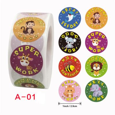 China Adorable Round Kids Animal Stickers for motivating children, festival decoration, gifts for sale