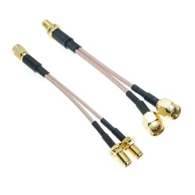 China GSM System Y Type Splitter Combiner Sma Female Nut To 2x Sma Male Connector RG316 RF Pigtail Coax Cable for sale