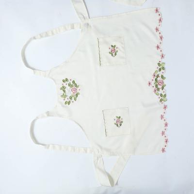 China Embroidered Cleaning Apron Lace Apron China Factory With Printed Poly Cotton Apron for sale