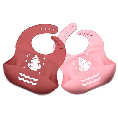 China Low Moq Washable Roll Up Silicone Waterproof Bib For Babi Feeding Dishwasher Safe Soft for sale