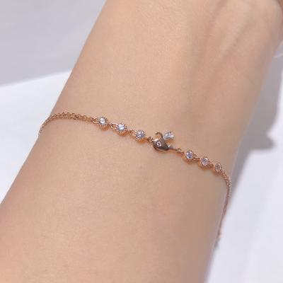 China Vintage Fashion 18k Real Gold Beautiful Woman Zircon Bracelets Wedding Bracelet for sale