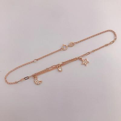 China Vintage Minimalist 18k Gold Jewelry Background Moon And Stars Thin Chain Bracelets for sale