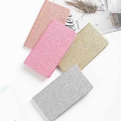 China New Design Girls Wholesale A6 PU Notebook Bling Bling Notebook Glitter Filled PU Leather Notebook for sale