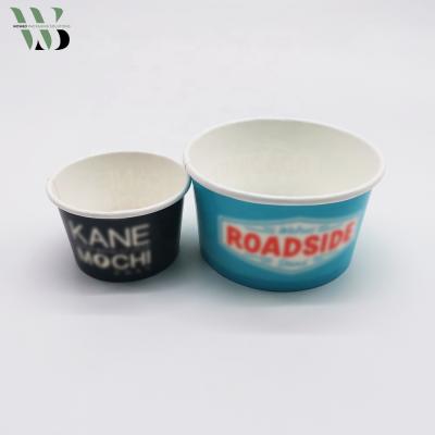 China Disposable Compostable Printed Ice Cream Cup With Lid And Spoon Gelato Frozen Yogurt Rolls for sale