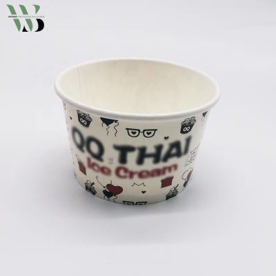 China Disposable Custom Printed Logo Customized Pint Ice Cream Paper Soup Packing Bowl With Lid for sale