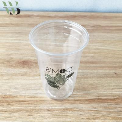 China Factory Cold Clear PET Plastic Mug Cups With Straw Drinking Cups Juice Glass for sale