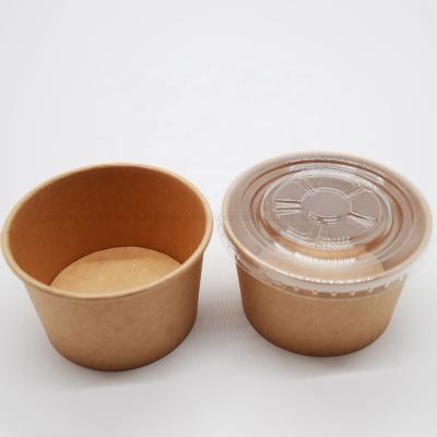 China Disposable Customized Paper Soup Barrels With Lids Brown Paper Soup Bowl Kraft Disposable Paper Cup With PP Lid for sale