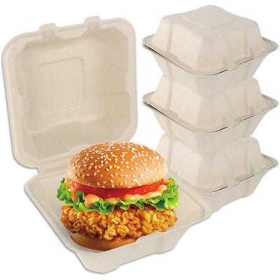 China Disposable Eco-Friendly Biodegradable Fast Food Containers Packaging Compostable Delivery Wrapping Paper Take Away Burger Burger Box for sale