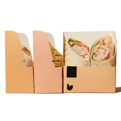 China Disposable Printable Paper Wrap High Quality Disposable Brown Coffee Wrapping Paper Salad Food Take Away Box for sale