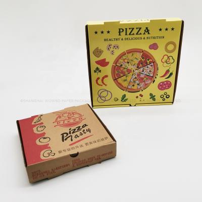 China Size Para de caja pizza food grade flute design cardboard cardboard recyclable custom printed corrugated pizza box for sale