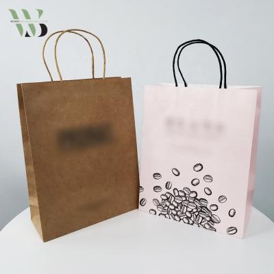 China Recyclable Eco Friendly Customize Take Away Brown Kraftpaper Gift Bag for sale