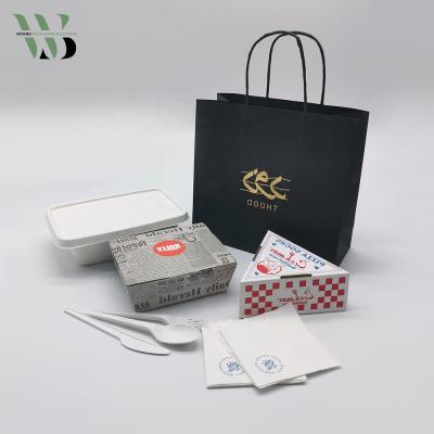 China Recyclable Take Out Food Packaging Boxes With PLA Spoon Fork Knife for sale