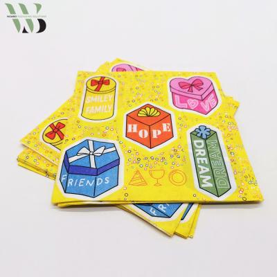 China Printed Boy/Girl Tissue Tissue Happy Birthday Theme Paper Napkin Tissue For Kids Baby Shower Party Decoration for sale