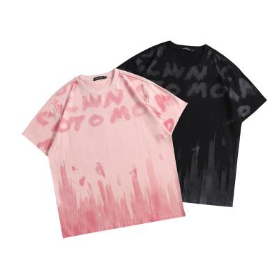 China New Design Custom Logo 100% Cotton Tie Dye QUICK DRY Plus Size Couples T-shirt High Quality Casual Loose Printed Shirts for sale