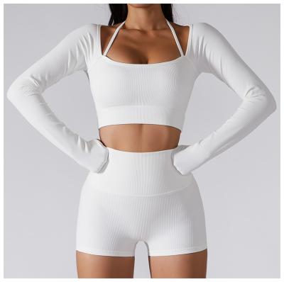 China 2022 New Breathable Long Sleeve Spring Yoga Clothes With Chest Pads Top Fitness Clothes Corp Sports Wear Indoor Sports Tight Women for sale