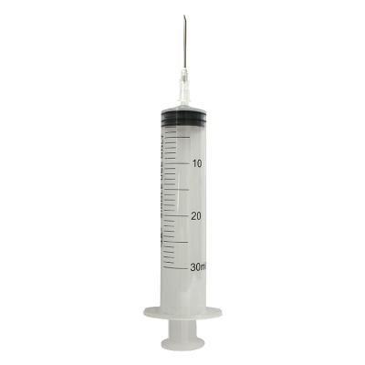 China Medical Care Paper Plastic Packaging Plastic Disposable Syringe With Needle 30ml for sale