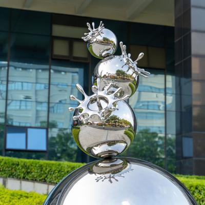 China Creative Europe steel ball sculpture of combination of courtyard villa in stainless Art Landscape Gardening Park Love trend for sale