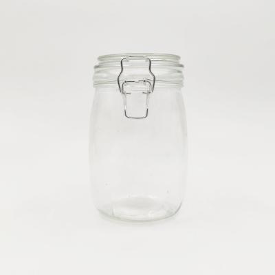 China Sustainable Glassware Food Storage Sealed Custom Size Glass Jar With Clip Lid Top for sale