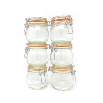 China Freshness Preservation Wholesales Factory Price Glass Jar With Metal Clip / Storage Jar Glass Bottle With Flip Top Lid for sale