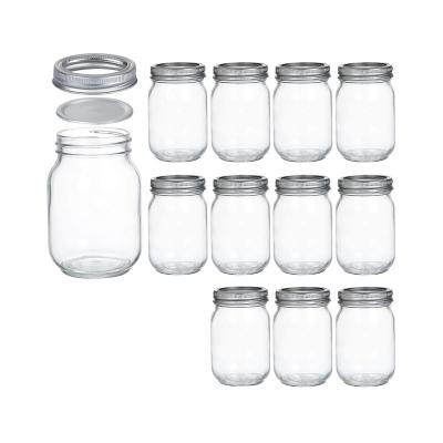 China Mason Jars viable 16 oz glass jars with metal lid and for jam honey for sale