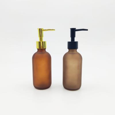 China Hot Sell Personal Care 250ml 500ml Glass Boston Bottle With Plastic Pump For Lotion / Soap Dispenser for sale