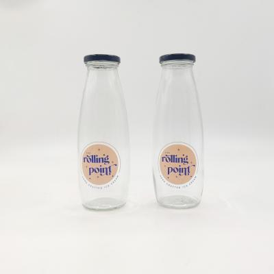 China Custom Beverage Printing 500ml Empty Service Sealed Milk Glass Bottle For Milk Juice Storage for sale