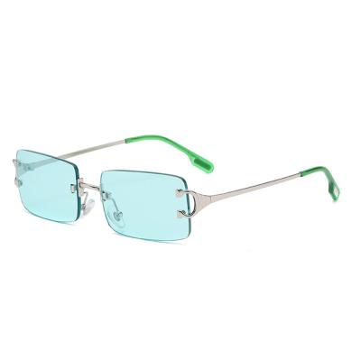 China Fashion Sparloo Sunglasses 1911 Shades Lime Small Green Rimless Sunglasses 2021 Rectangle Women for sale